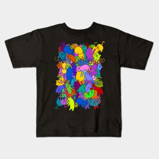 Colorful Cat Party Kids T-Shirt